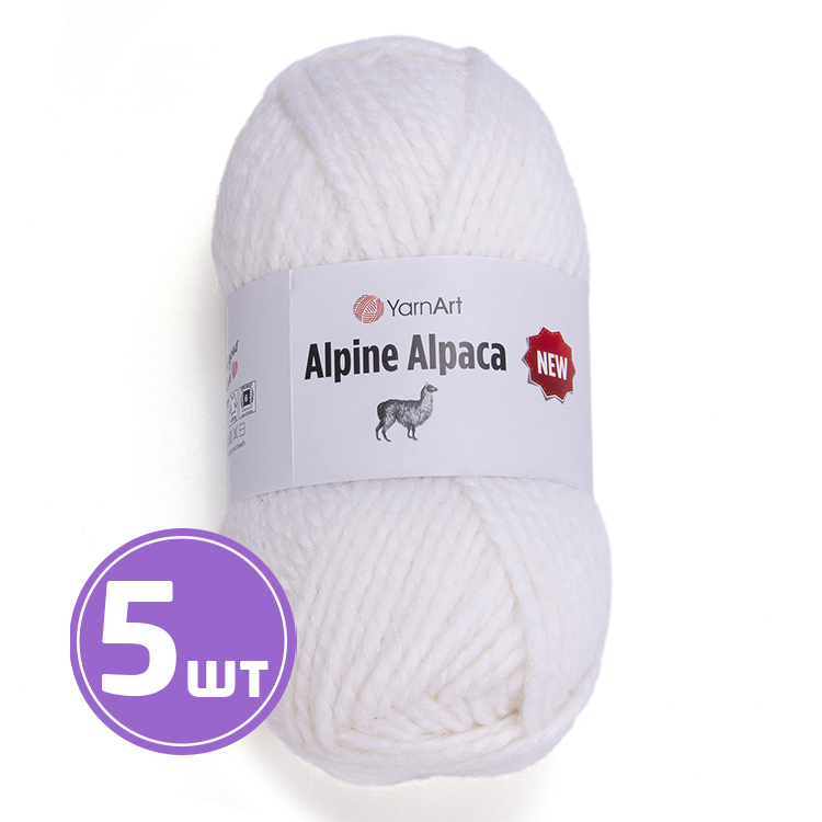 

Пряжа YarnArt Alpine Alpaca New Альпина альпака нью 1440 ультра белый 5 шт по 150 г