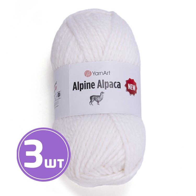 

Пряжа YarnArt Alpine Alpaca New Альпина альпака нью 1440 ультра белый 3 шт по 150 г