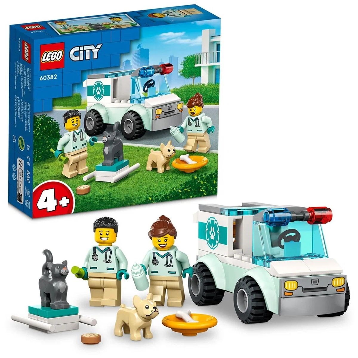 Конструктор LEGO City  Ветеринарный фургон, 58 деталей, 60382 lego city строительные машины и кран с шаром для сноса 60391