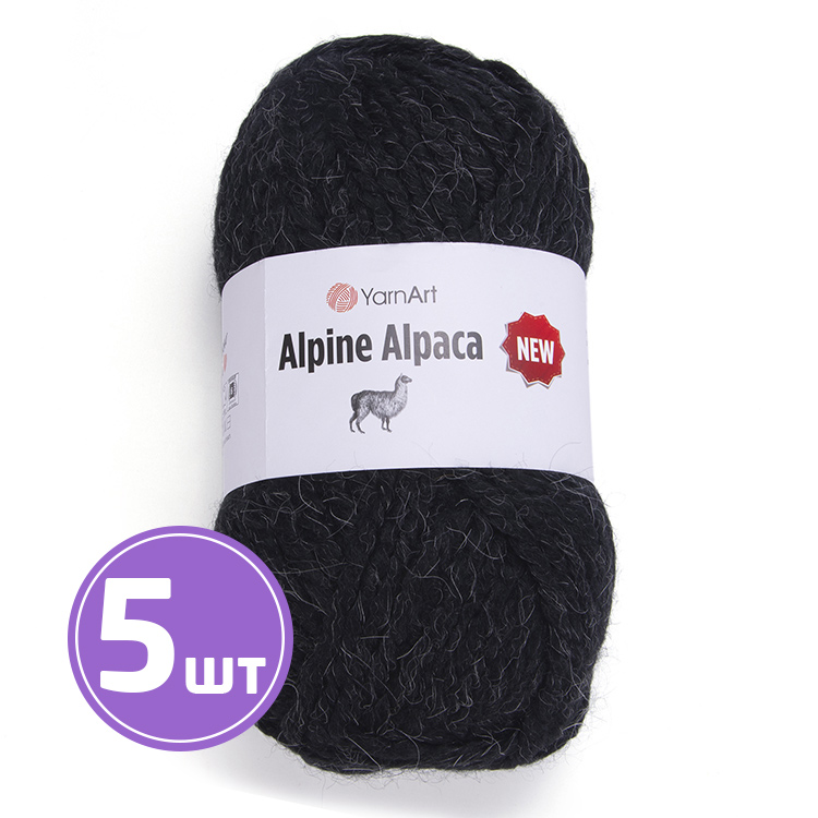 

Пряжа YarnArt Alpine Alpaca New Альпина альпака нью 1439 темный маренго 5 шт по 150 г, Черный