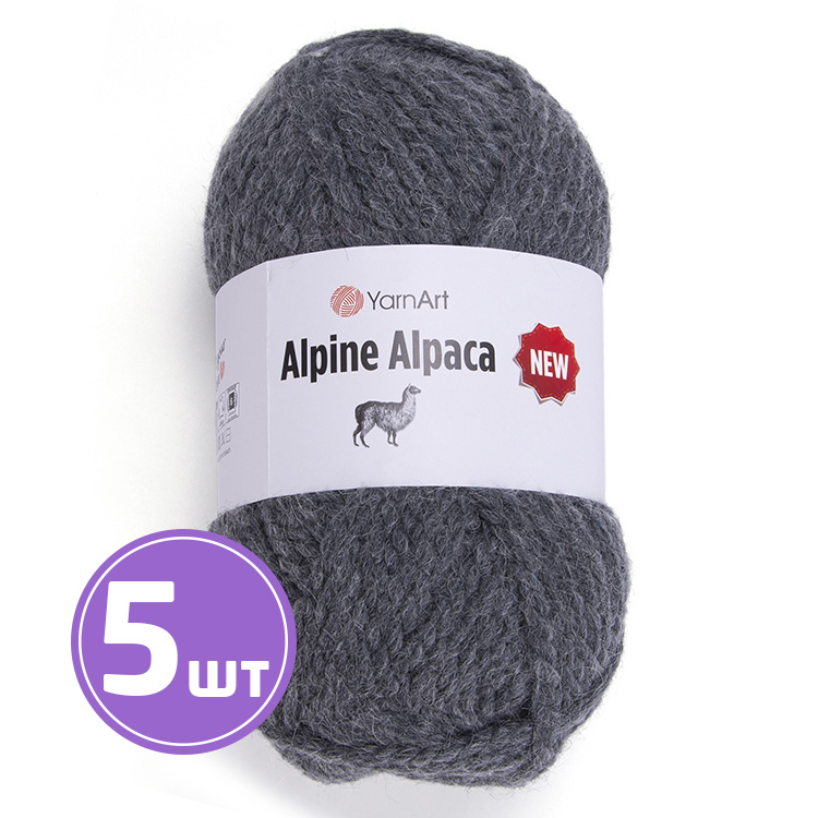 

Пряжа YarnArt Alpine Alpaca New Альпина альпака нью 1436 маренго 5 шт по 150 г, Серый