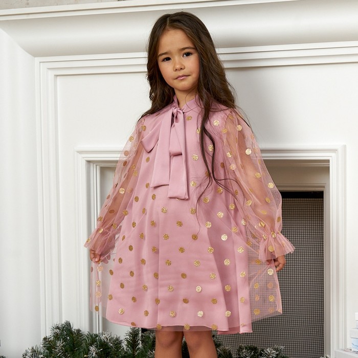 KAFTAN Платье детское нарядное KAFTAN горошек, рост 86-92, розовый