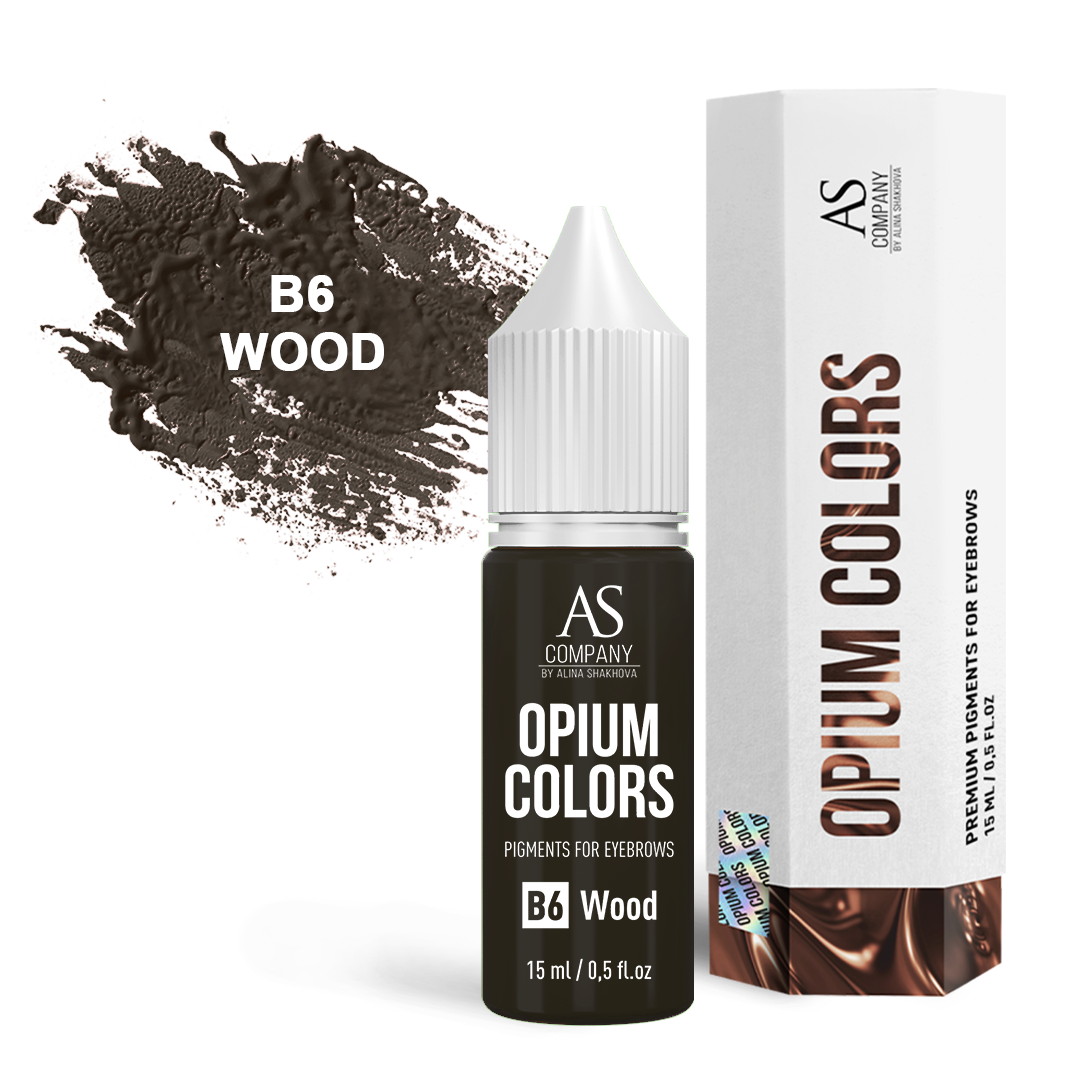 Пигмент для бровей B6-WOOD, TM AS-Company OPIUM COLORS, 15мл пигмент для бровей b1 soil tm as company opium colors 6мл