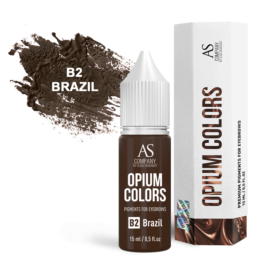 Пигмент для бровей B2-BRAZIL, TM AS-Company OPIUM COLORS, 15мл пигмент для бровей b1 soil tm as company opium colors 6мл