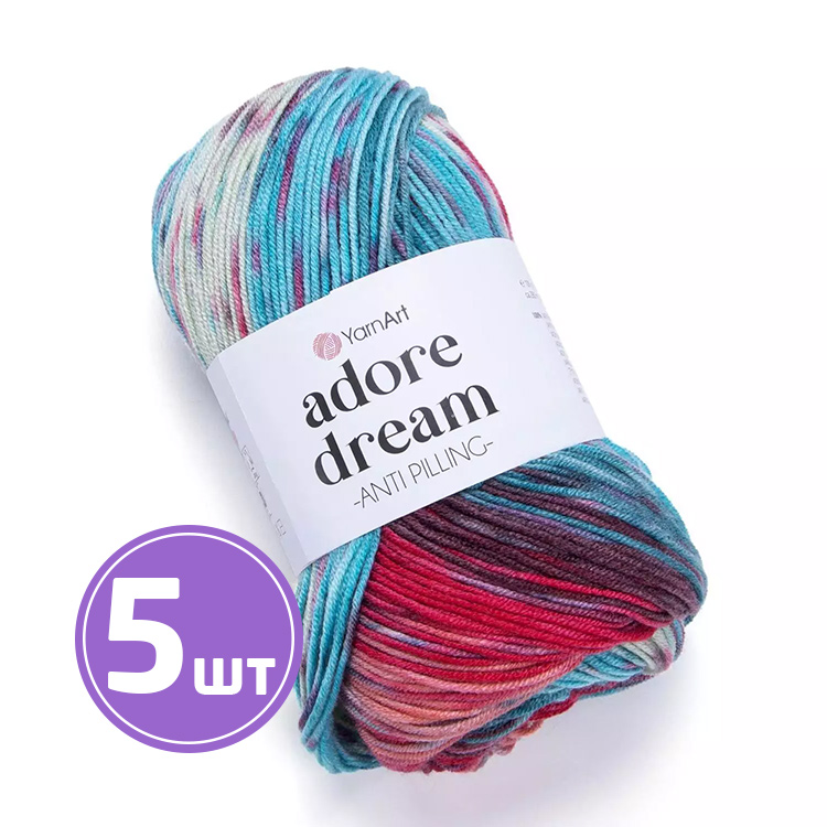 

Пряжа YarnArt Adore Dream 1061 кораллово-бирюзово-коричневый 5 шт по 100 г, Разноцветный