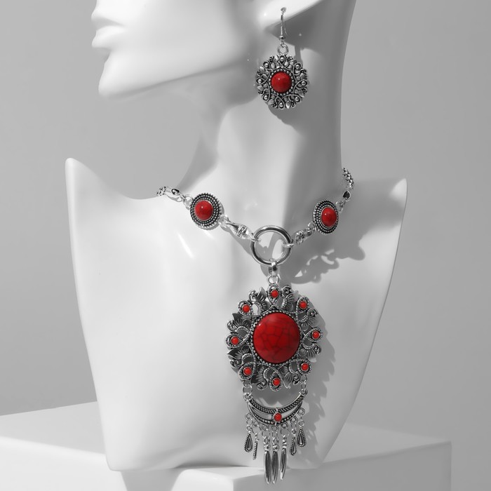

Комплект (колье, серьги) из бижутерного сплава Queen Fair 9627039, камень, 9627039