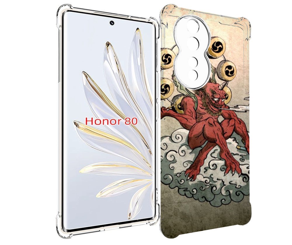 

Чехол MyPads красный чертик на облаке для Honor 80, Прозрачный, Tocco