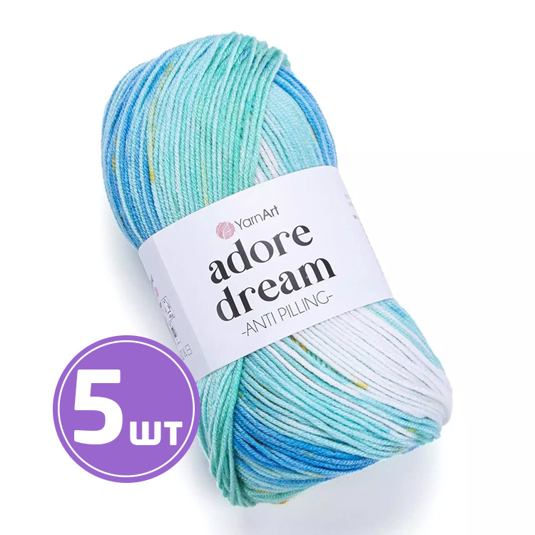 

Пряжа YarnArt Adore Dream 1059 сине-голубо-горчичный 5 шт по 100 г, Голубой