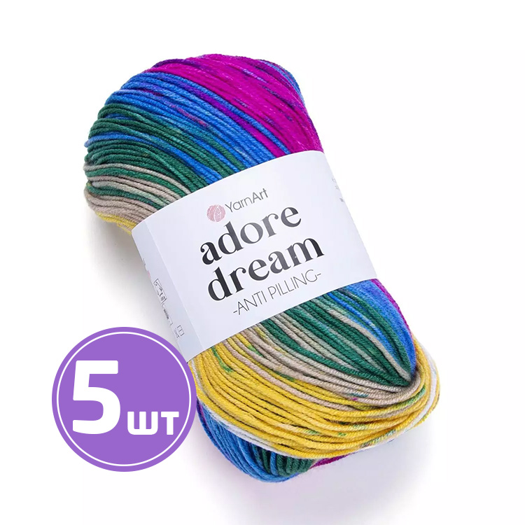 

Пряжа YarnArt Adore Dream 1057 радуга 5 шт по 100 г, Разноцветный