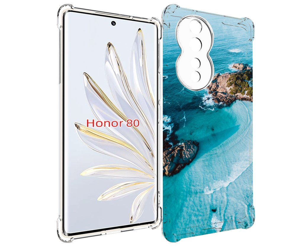 Чехол MyPads красивый голубой залив для Honor 80