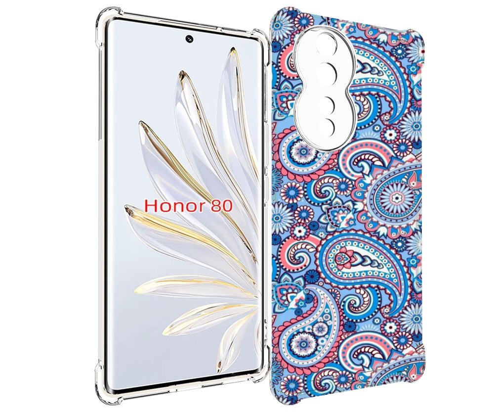 

Чехол MyPads красивый голубой арнамент для Honor 80, Прозрачный, Tocco