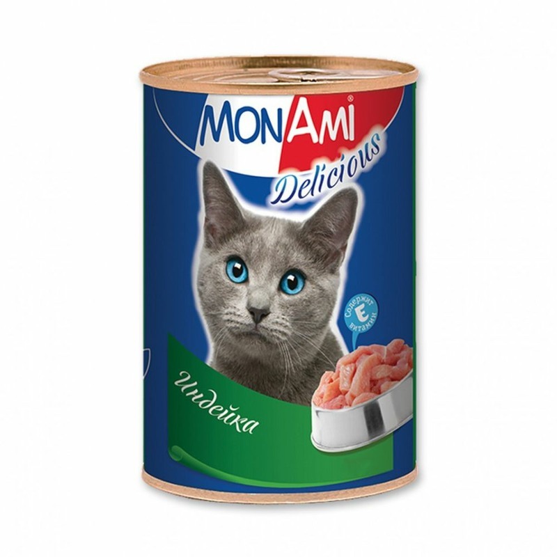 Консервы для кошек MonAmi Delicious с индейкой, 350г