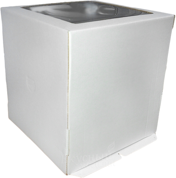 

Упаковка для торта на 3 кг. 22х22х25 высокая с окошком Сладкий Мишка Sweet bear, Белый