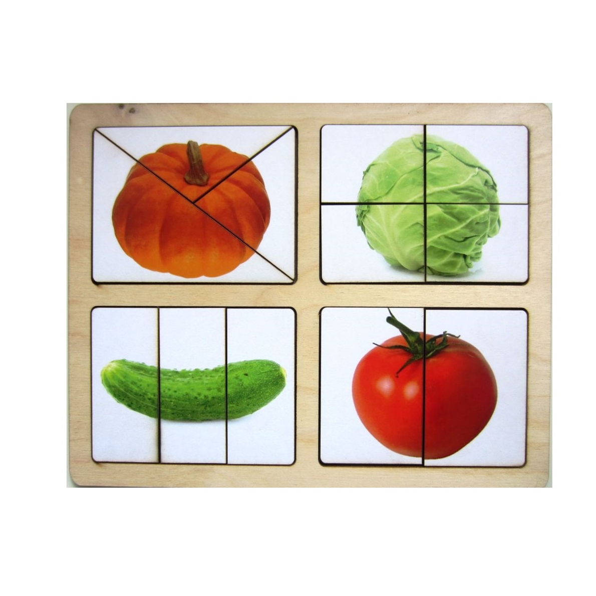 Развивающее пособие из дерева Smile decor Разрезные картинки Овощи-1 головоломка разрезные картинки с потешками