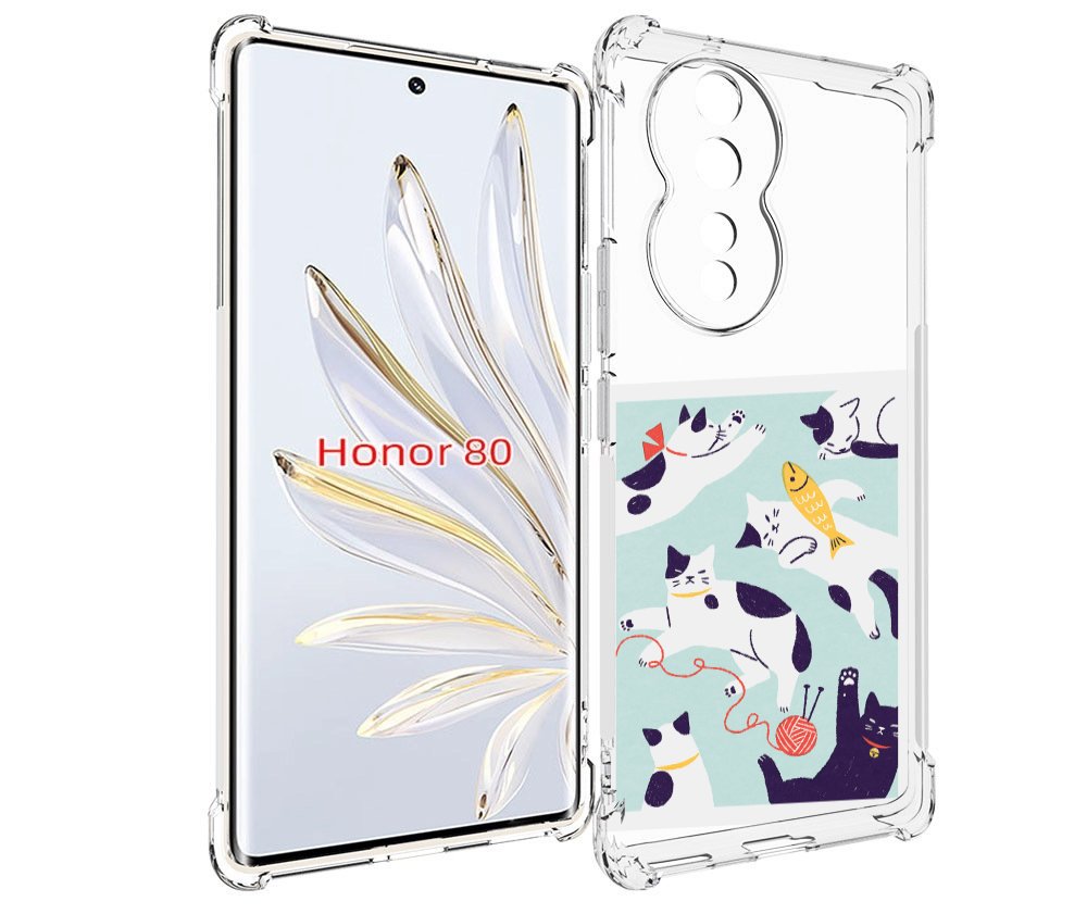 

Чехол MyPads коты-с-клубками для Honor 80, Прозрачный, Tocco