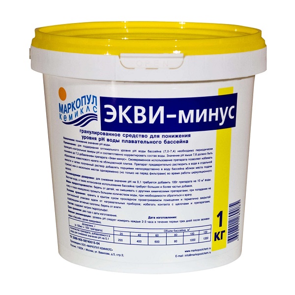 

Экви-минус, понижение PH воды 1 кг 12
