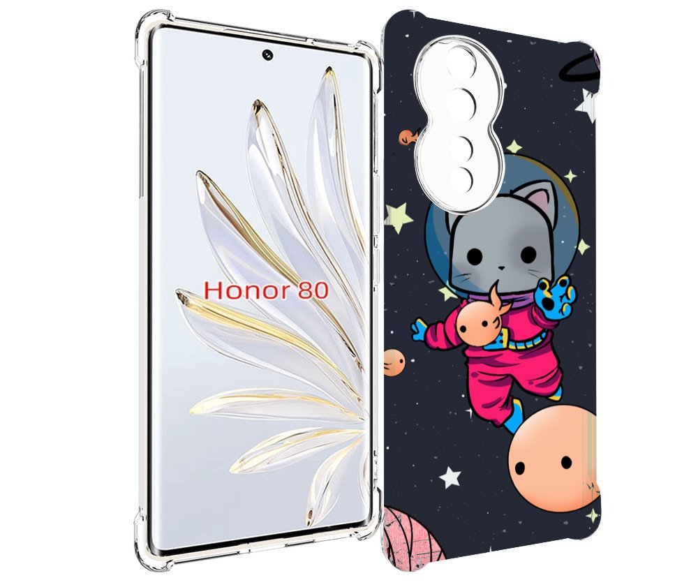 

Чехол MyPads котик-с-рыбкой-в-космосе для Honor 80, Прозрачный, Tocco