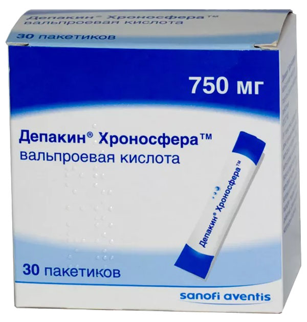 Депакин Хроносфера гранулы 750 мг пакетики 30 шт.