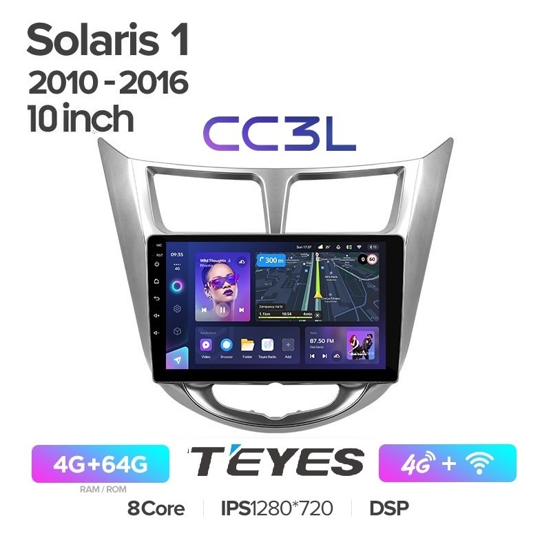 

Магнитола Teyes CC3L 4/64 Hyundai Solaris 1 2010 - 2016 10 дюймов, CC3L