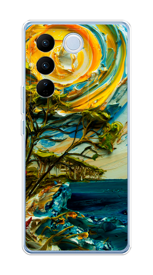 

Чехол на Vivo V27/V27 Pro "Солнце живопись", Желтый;синий, 268450-4