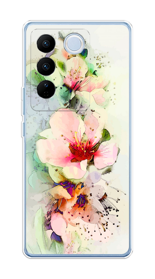 

Чехол на Vivo V27/V27 Pro "Нежные цветы", Зеленый;розовый, 268450-2
