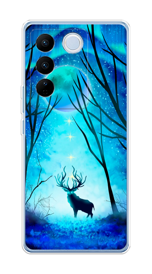 

Чехол на Vivo V27/V27 Pro "Олень северное сияние", Синий;черный;голубой, 268450-1