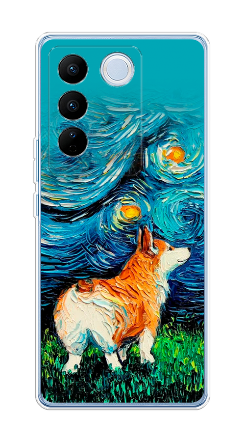 

Чехол на Vivo V27/V27 Pro "Корги звёздная ночь", Коричневый;белый;зеленый, 268450-1