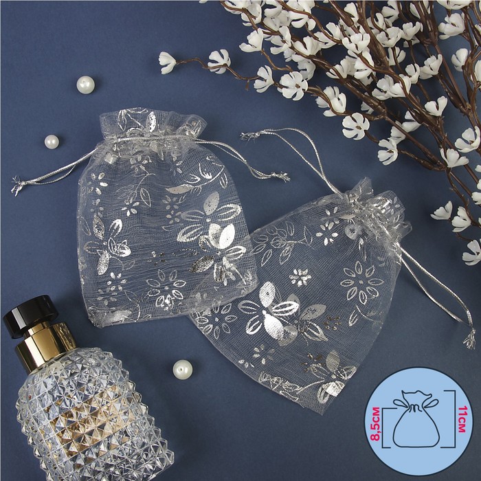 

Мешочек подарочный "Нарцисс", 10*12, цвет серый с серебром(100 шт.)