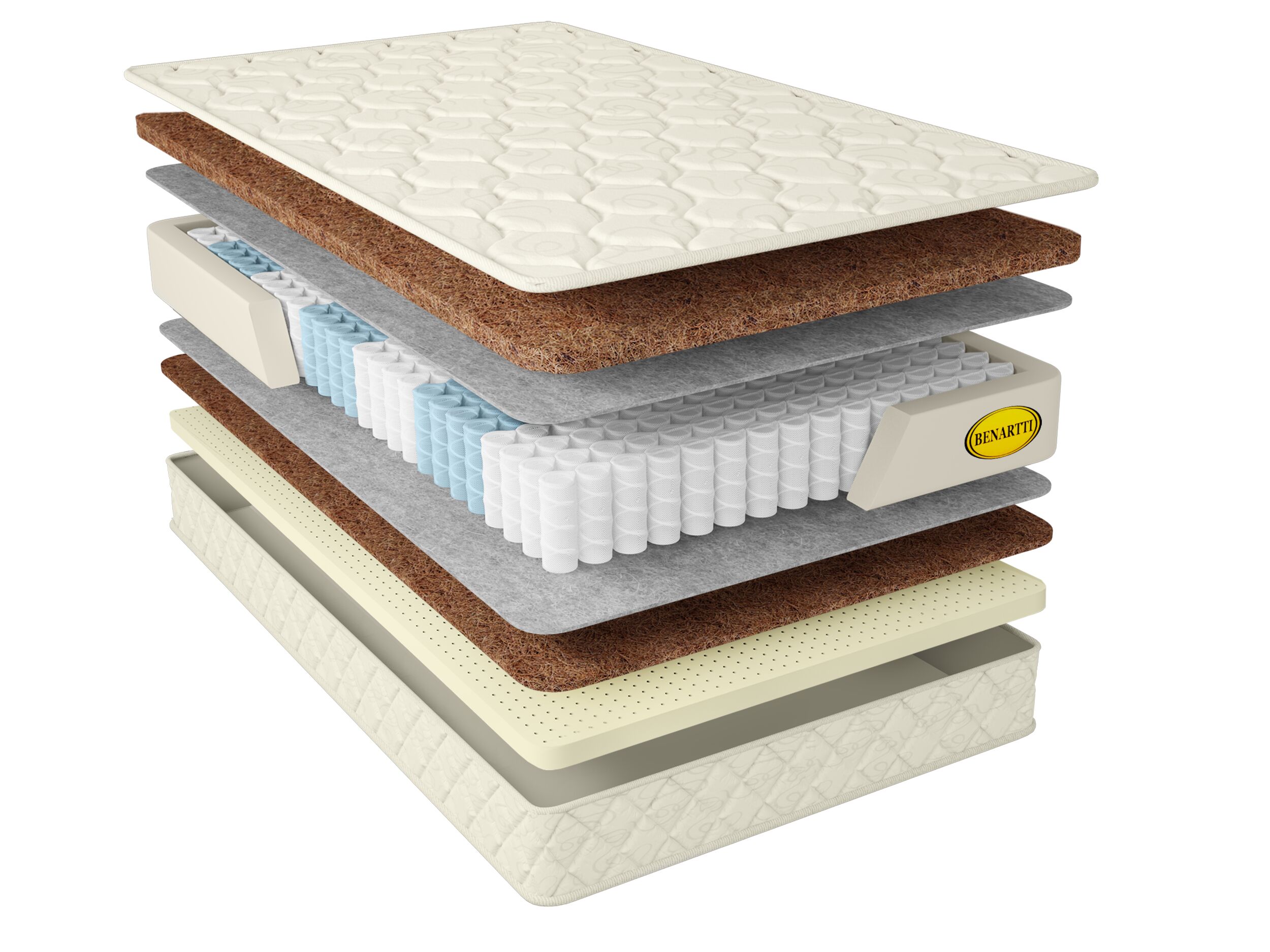 

Матрас Benartti Premium Prime Hard S1000 100х195, Бежевый;белый;серый;серебристый, Prime Hard S1000