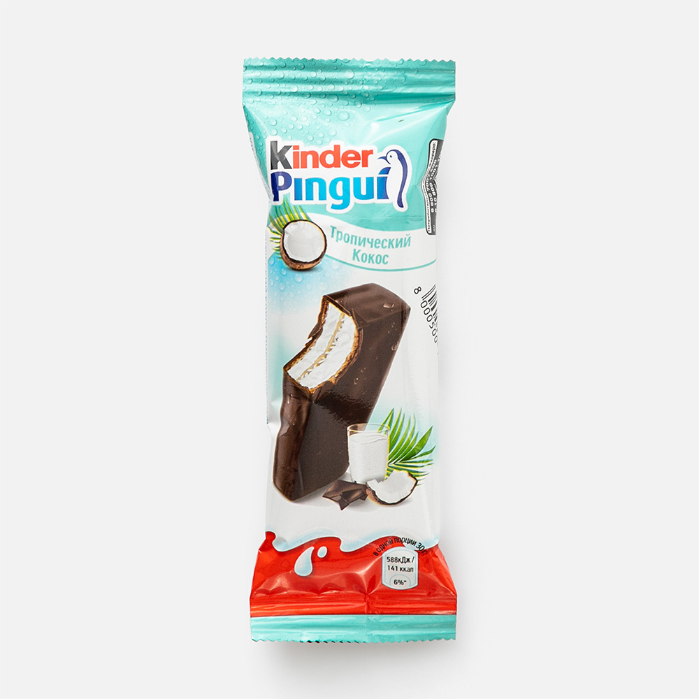 Пирожное Kinder Pingui бисквитное, тропический кокос, 30 г