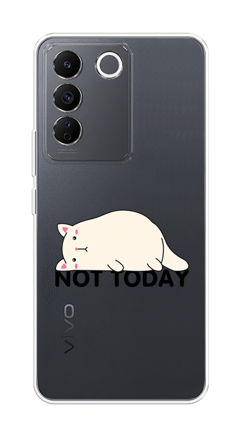 

Чехол на Vivo V27e "Cat not today", Белый;розовый;черный, 268350-1