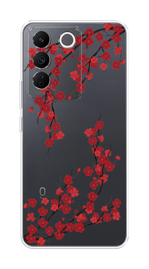 

Чехол на Vivo V27e "Красная сакура", Красный;черный, 268350-2