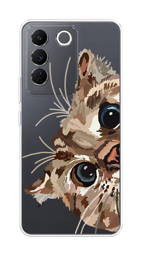 

Чехол на Vivo V27e "Любопытный кот", Коричневый;синий;черный, 268350-1