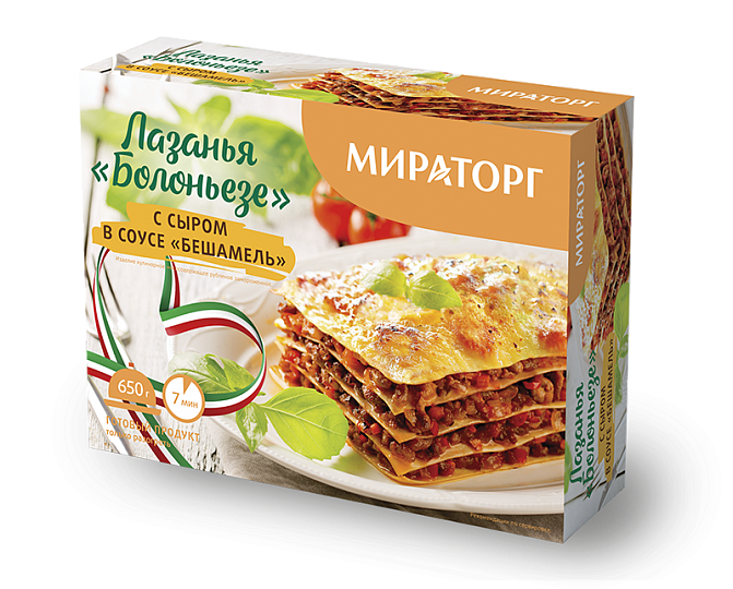 

Лазанья Мираторг Болоньезе с сыром в соусе Бешамель замороженная
