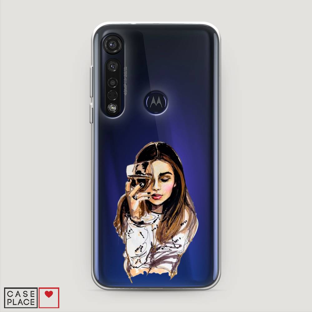 

Чехол Awog на Motorola Moto G8 Plus "Девушка с бокалом", Разноцветный, 241450-7