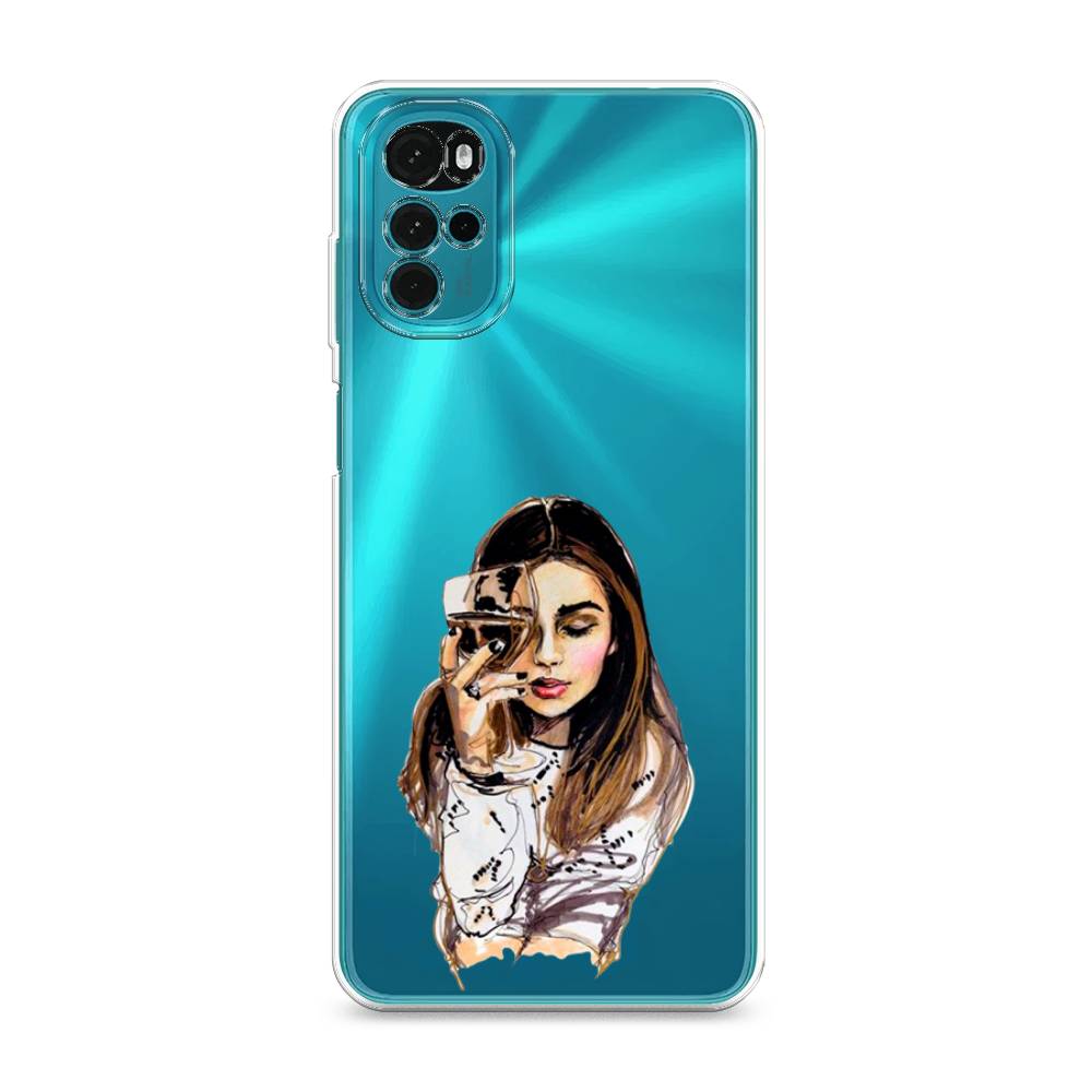 

Чехол Awog на Motorola Moto G22 "Девушка с бокалом", Разноцветный, 243150-7
