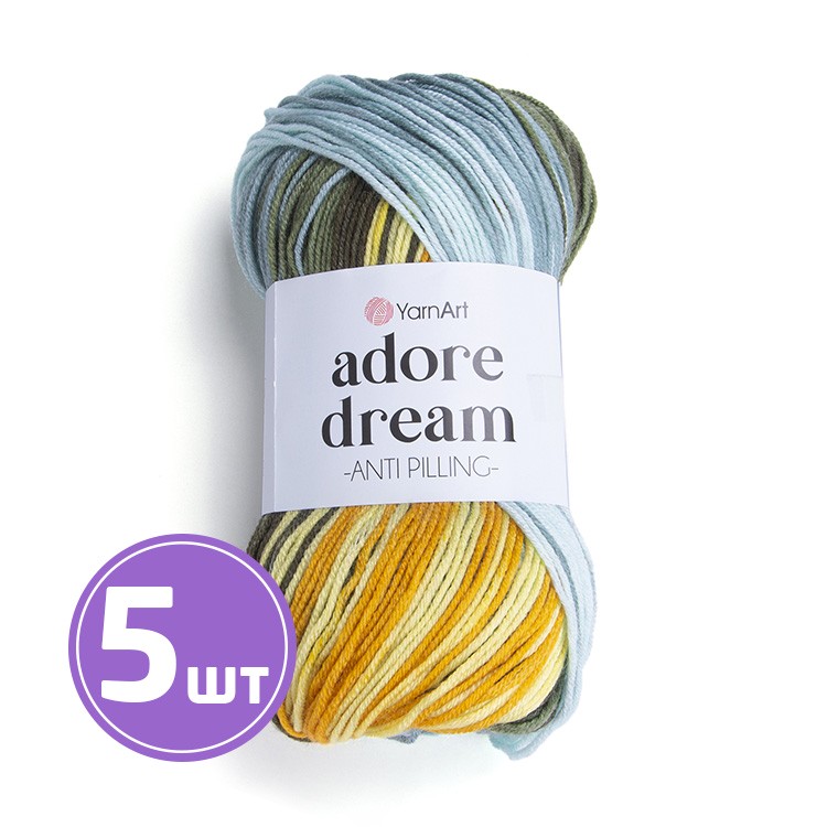 

Пряжа YarnArt Adore Dream Адоре Дрим 1074 мультиколор 5 шт по 100 г, Разноцветный