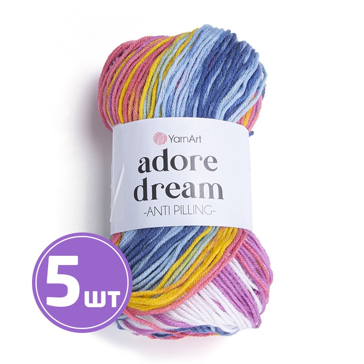 

Пряжа YarnArt Adore Dream Адоре Дрим 1072 мультиколор 5 шт по 100 г, Разноцветный