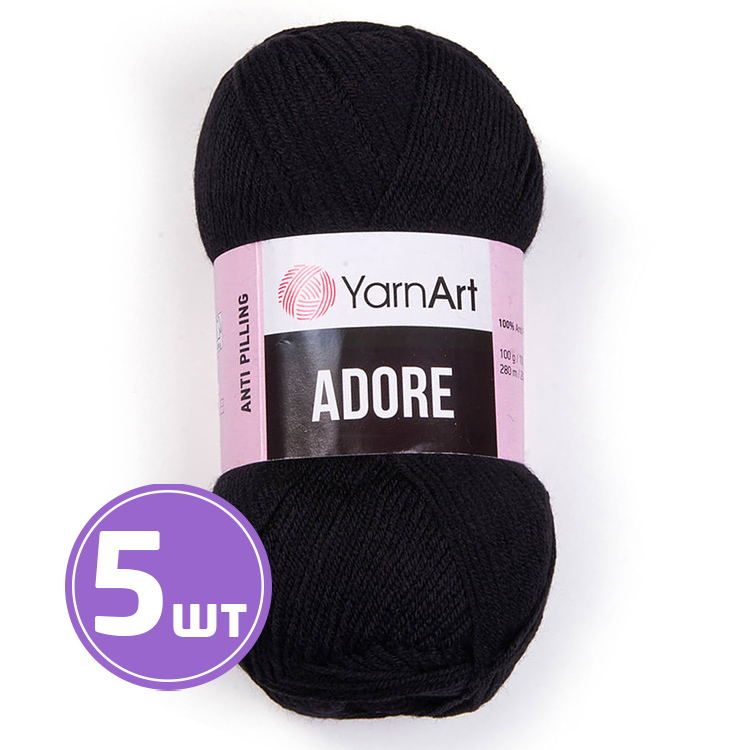 

Пряжа YarnArt Adore Адоре 354 черный 5 шт по 100 г
