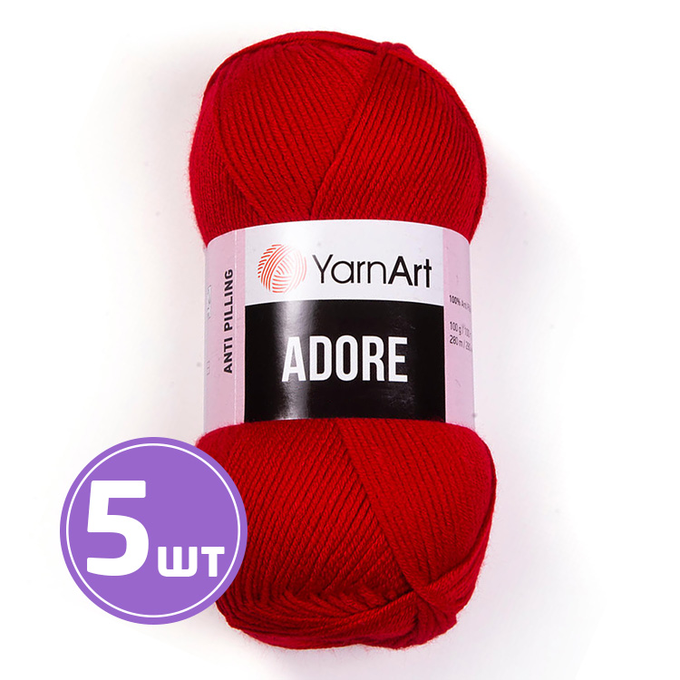 

Пряжа YarnArt Adore Адоре 352 темная гвоздика 5 шт по 100 г, Красный