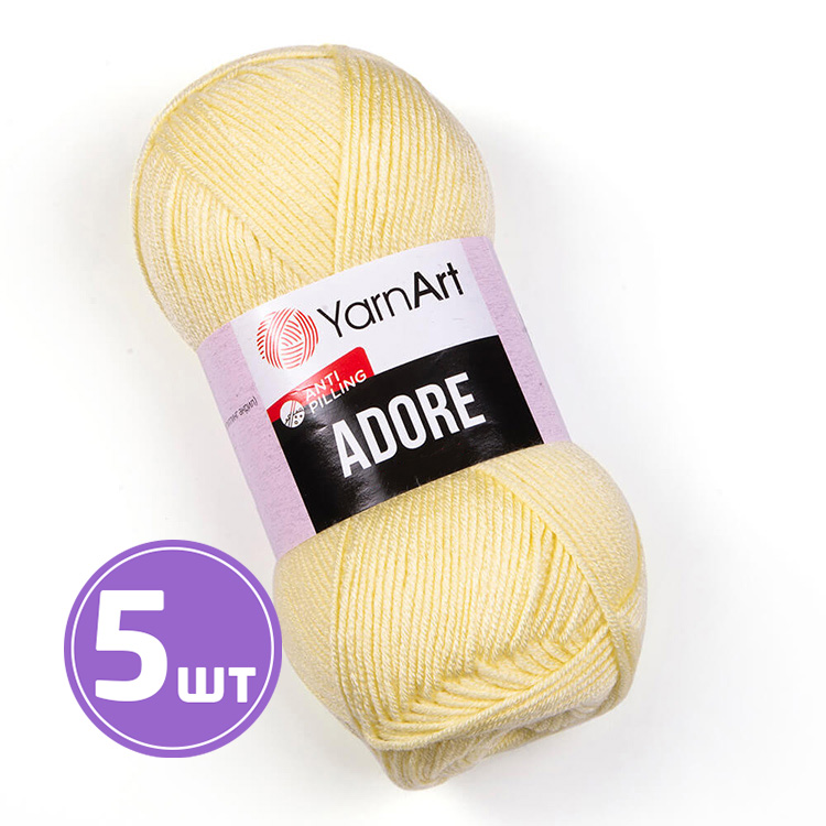 

Пряжа YarnArt Adore 356 светло-лимонный 5 шт по 100 г, Желтый