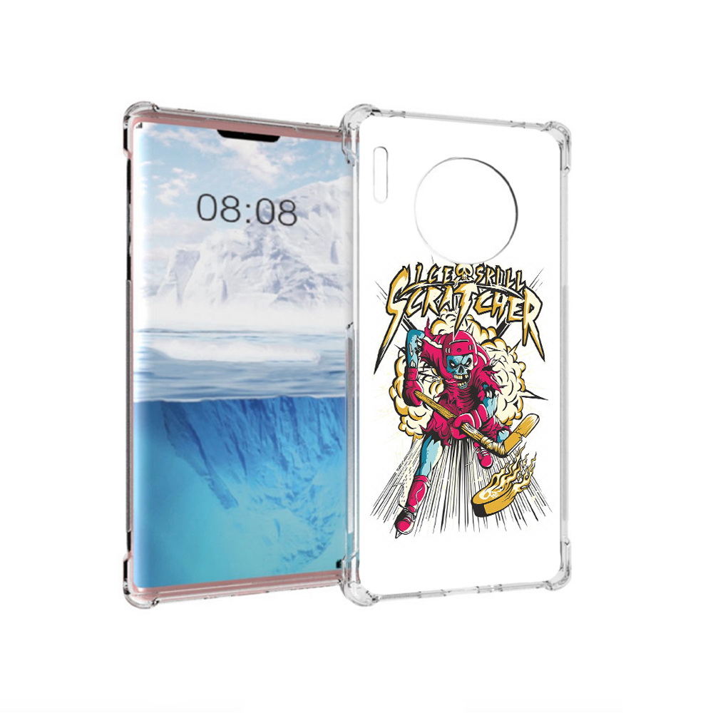 

Чехол MyPads Tocco для Huawei Mate 30 Pro нарисованный скелет хоккеист, Прозрачный, Tocco
