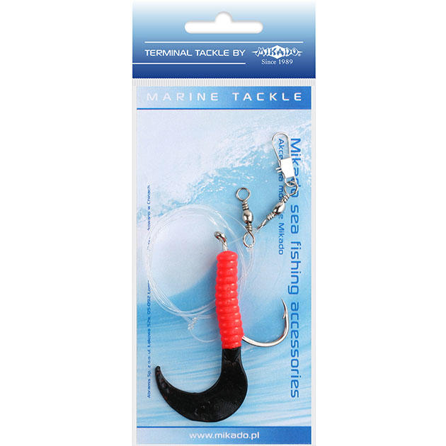 фото Морская оснастка mikado pilk twist rig 7.5см, крючок № 6/0 (red/black)