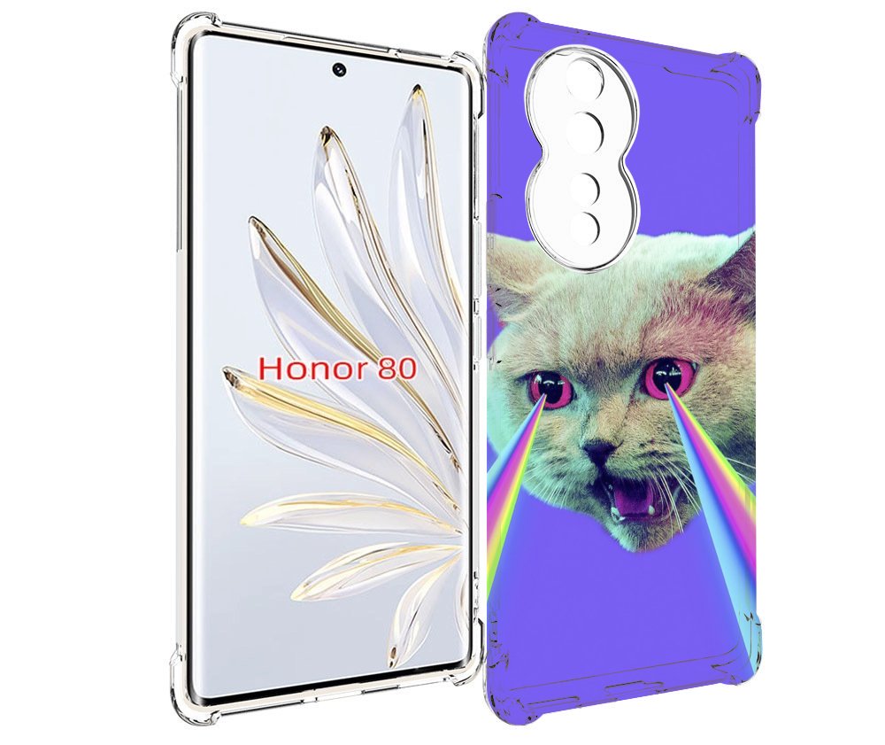 

Чехол MyPads кот с радугой в глазах для Honor 80, Прозрачный, Tocco