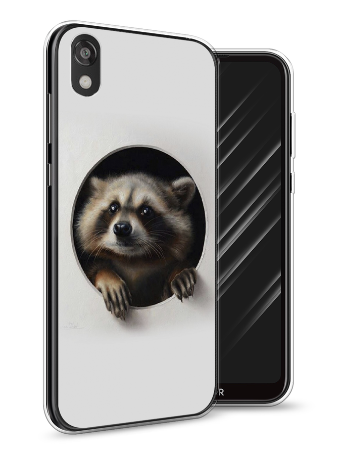 

Чехол Awog на Huawei Y5 2019 "Любопытный енот", Коричневый;черный;белый, 69050-1