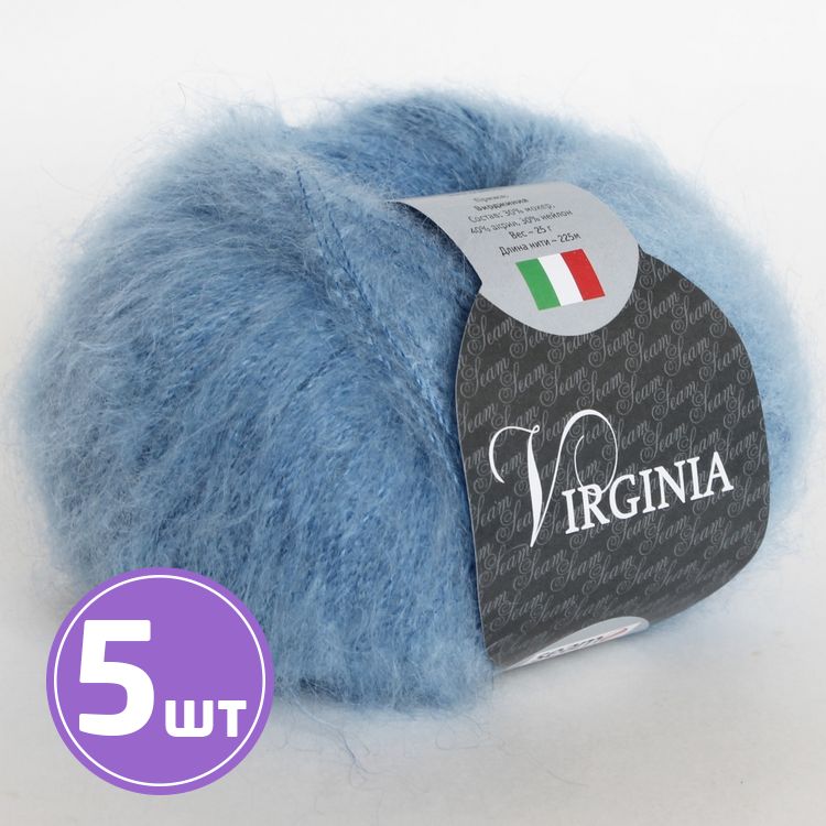 

Пряжа SEAM Virginia 33 светлый джинс 5 шт по 25 г, Синий