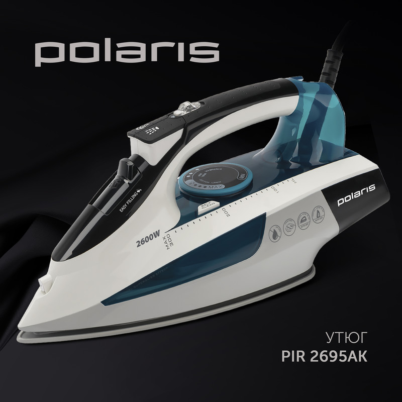 

Утюг Polaris PIR 2695AK белый, бирюзовый, PIR 2695AK
