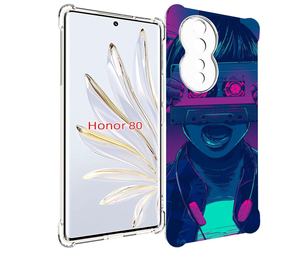 

Чехол MyPads киберпанк с кассетой для Honor 80, Прозрачный, Tocco