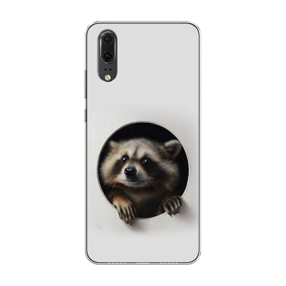 фото Чехол awog "любопытный енот" для huawei p20