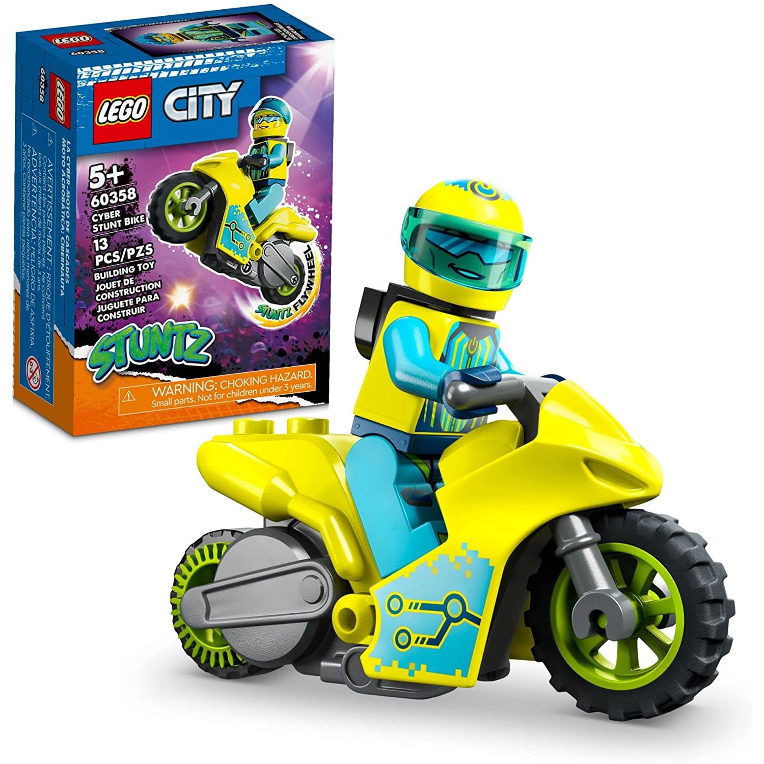 Конструктор LEGO City Stuntz 60358 Кибер трюковый байк конструктор lego city разрушительный трюковый мотоцикл 60297